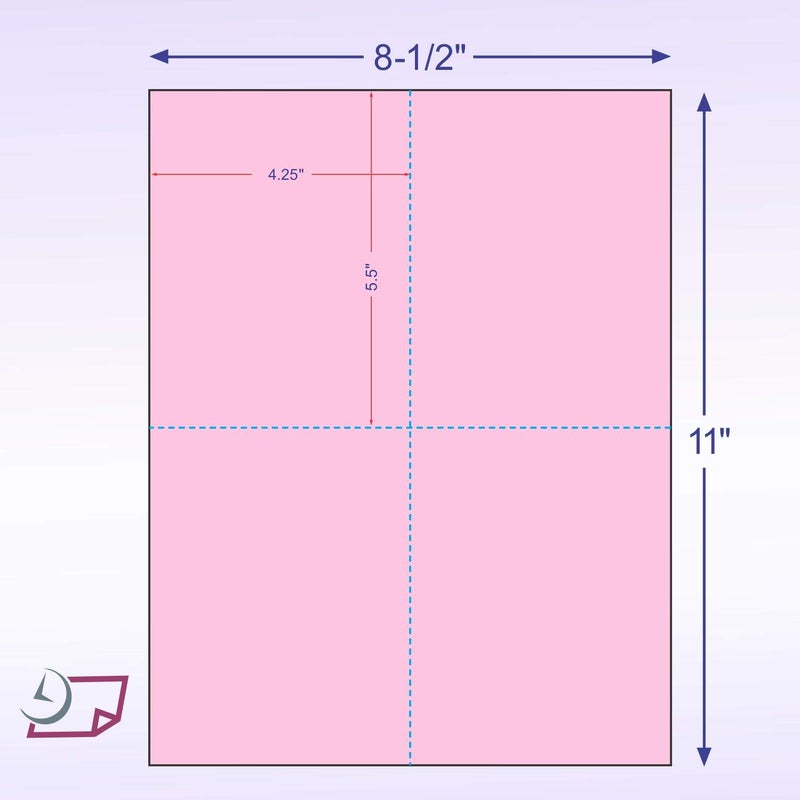 NextDayLabels - 8-1/2 x 11 Laser and Inkjet Printer Postcards 4 up Per Page, (4-1/4" x 5-1/2" Each Card After Perf) 250 Sheets / 1000 Cards - Pink - Image 2